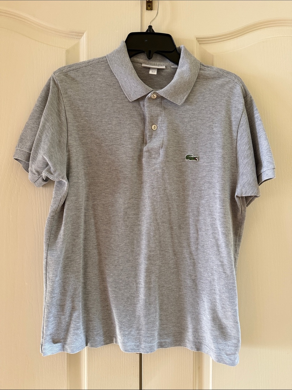 Lacoste Light Gray Short Sleeve Polo with Crocodile Logo